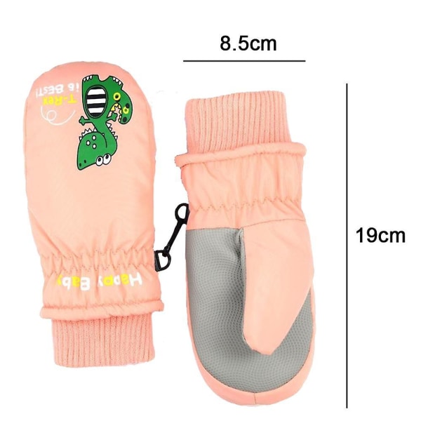 Toddler Vintervantar Vattentät Pojke Skidhandskar Varm Fleece Snow Vante Pink