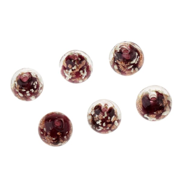 6st runda glaspärlor självlysande distanshållare Lösa pärlor Smycken gör rödbrun