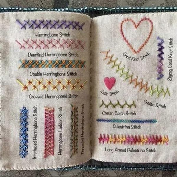 High-Quality DIY Stitch-Book, Stitch-Book Embroidery, Embroidery Craft Gift, with 24-Pack Embroidery Thread, 86 Sewing Patterns As Shown