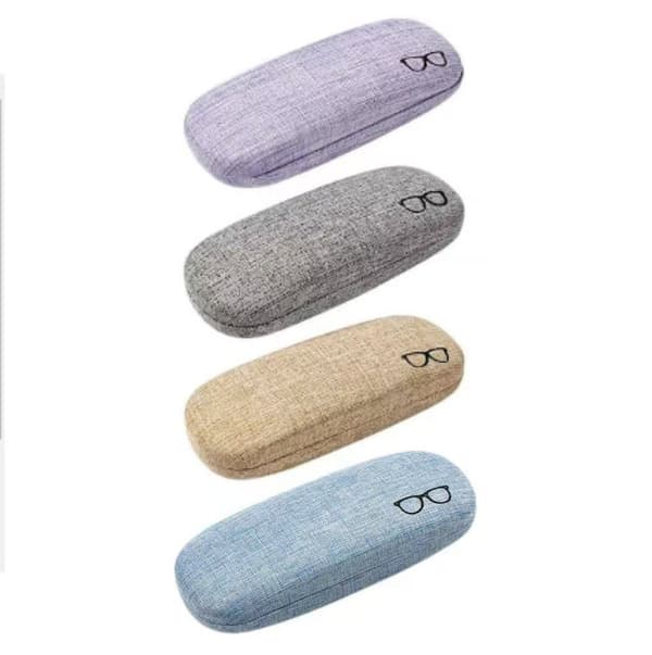 [RM]4-pack Hard Glasses Cases, Large Linen Fabric Sunglasses Case, Simple Eyewear Protector