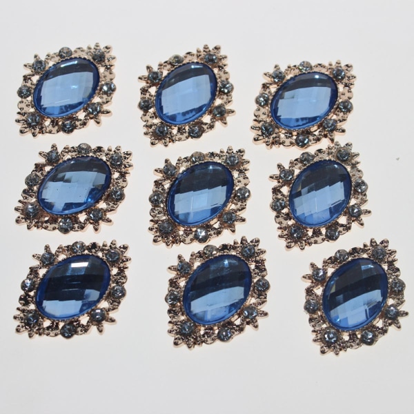 10 st Rhinestone Flat Back Beads Button Scrapbooking Utsmyckning ljusblå