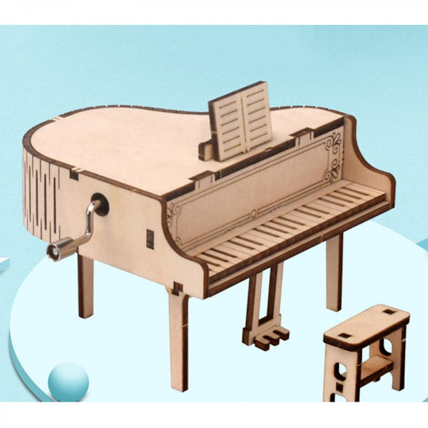 3D Träpussel Hantverk Montering Piano Modell Speldosa Byggsats för Tonåringar och Vuxna