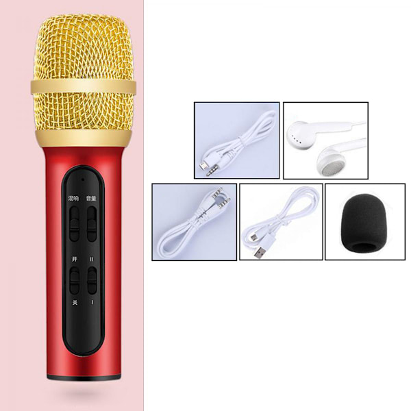 Trådlös dator DJ KTV Karaoke Kondensatormikrofon Live Mikrofon För Android Röd