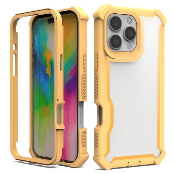 [RM]Mobilskal til iPhone 16 Pro TPU + PC Støtsikkert - Gull Guld 67