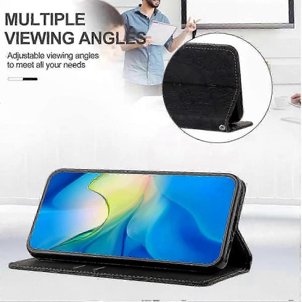 Lædertelefoncover med elefantdesign og rem til A54 5G Style C