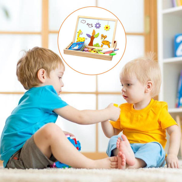 Barn Trä pedagogiska leksaker Magnetbräda Pussel Spel Djur födelsedagspresent