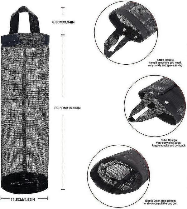 2 stk. plastposeholder dispenser hengende sammenleggbar netting søppelposeholder organisator