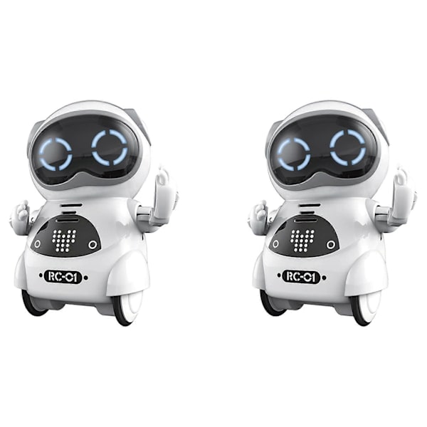 [RM]2X Mini RC Lommerobot til børn med interaktiv dialogsamtale, stemmegenkendelse, chatoptagelse, sang White