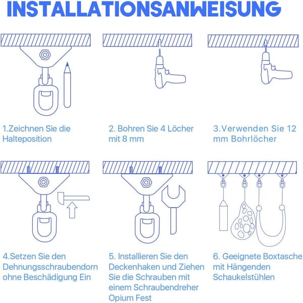 [RM]Kraftig krog til loftmontering med SUS304 rustfrit stål 360° rotation, ZQKLA