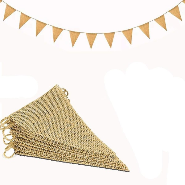 Grattis på födelsedagen Jute Vimplar, Perfekt DIY Dekor Triangel Flagga, 3 st