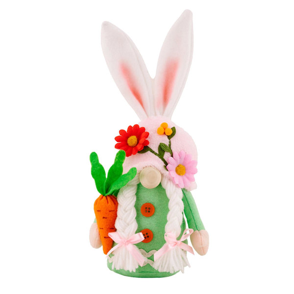 Kanin docka med blomsterhatt, påskprydnad, festivaltillbehör, tomtenissar, leksak för män, pojkar A