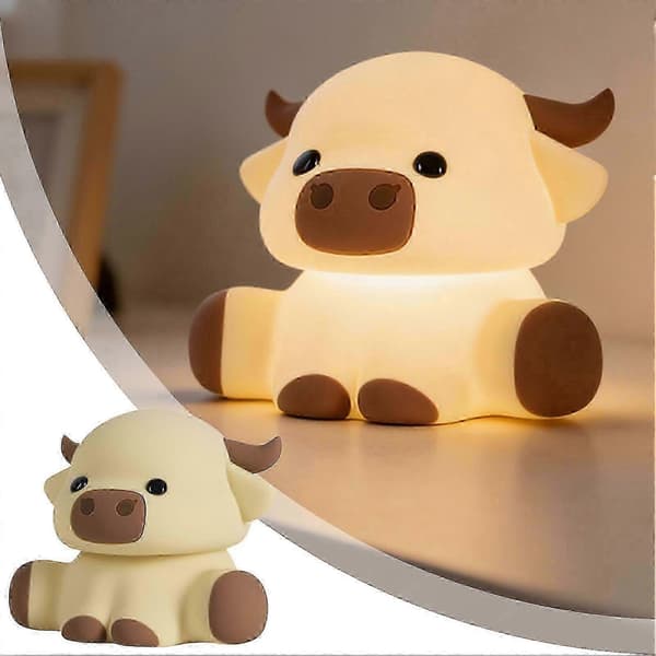 Dæmpbar berøringssensor Highland Ko Natlampe, Silikone LED Lampe til Børn, Børnehave
