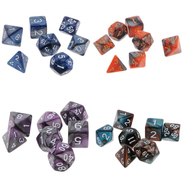 28 Tärningar D20 D12 D10 D8 D6 D4 Bordsspel Leksaker 1.6CM Akryl För D&D Leksaker Siffror TRPG