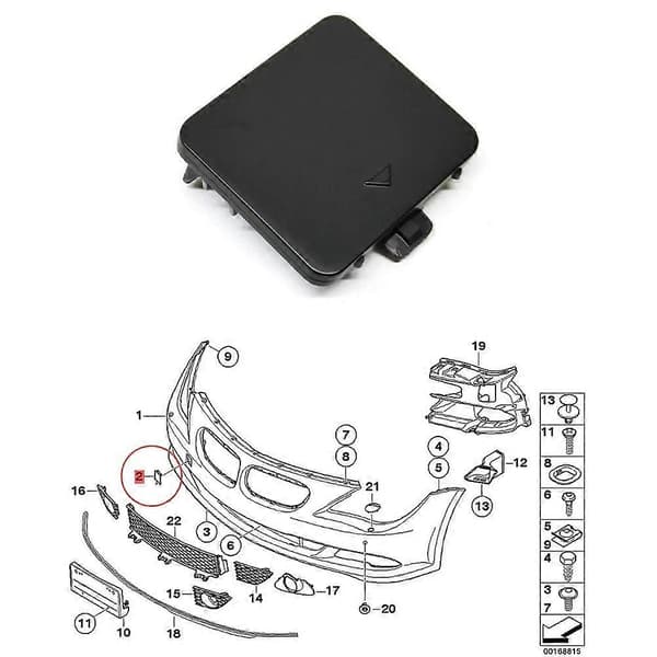 51117115705 Trækdæksel til forkofanger kompatibel med BMW 6-serie E63 E64 2004-2010 Black