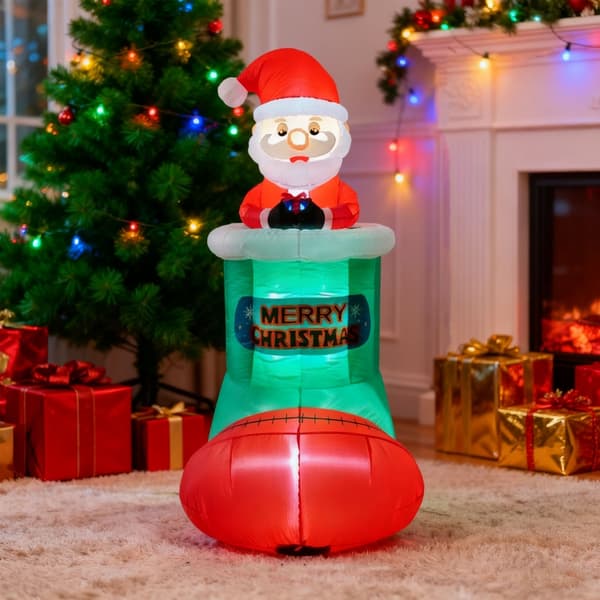 [RM]5.4 FT Christmas Inflatable Santa with Built-in LED Lights and Adjustable Design for Yard Decoration