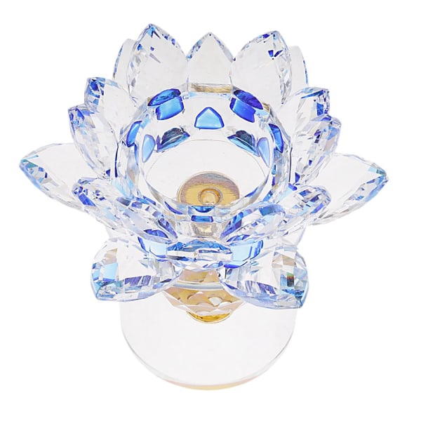 kristall lotusblomma ljusstake värmeljus hem feng shui inredning blå