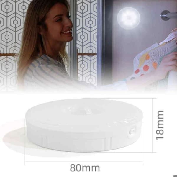 Dimmable night light with motion sensor, built-in battery - 10 LEDs, USB rechargeable.