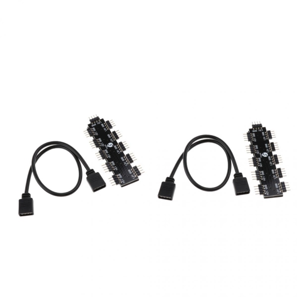 2 stycken 4-pin 12V RGB Moderkortsfläkthubb Splitter Controller för PC Dator