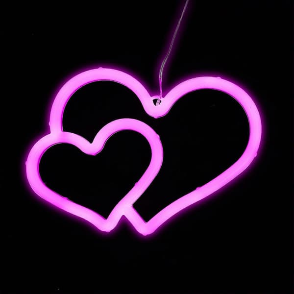 Kreativ LED-modellering Lys Dobbel Hjerte Neon Lys Dekor