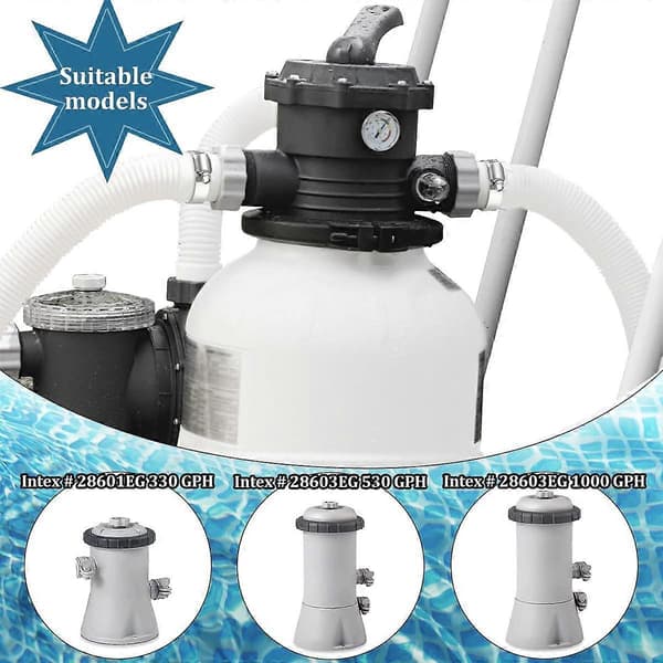 2-pack poolslang, 32 mm poolslang, pooldammsugarslang med 4 metallklämmor, poolpumpslang lämplig för ovanmarkspooler