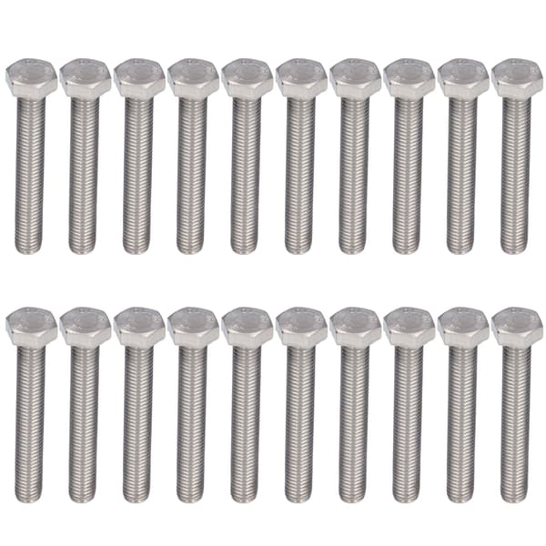 [RM]20pcs Hex Bolt Coarse Thread Set Screws Fully Threaded Bolts A2 Stainless Steel M10x1.5 DIN 933 M10x65