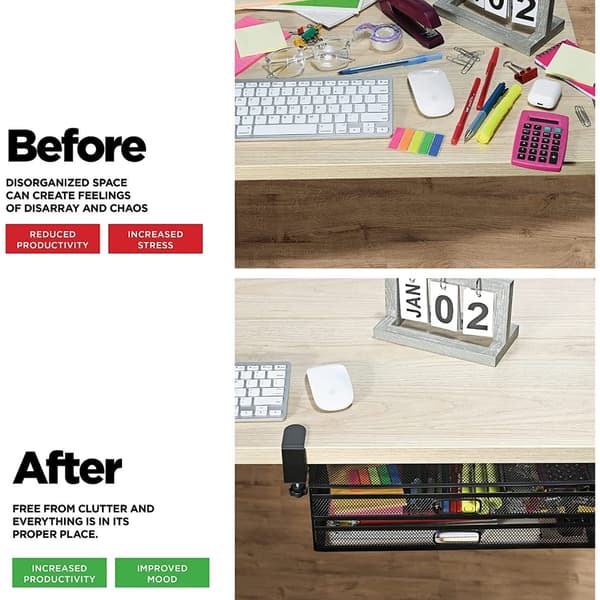 [RM]Office Home Sliding Double Drawer Under Desk Organizer Metal Storage Solution