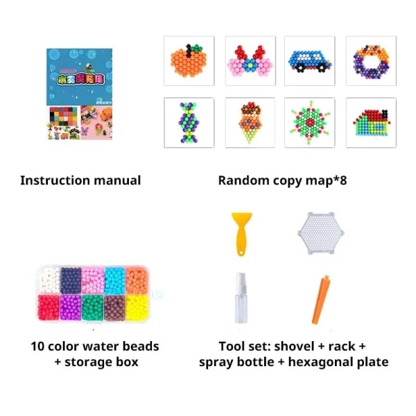 10 färger 1000 magisk vattendimma Magic pärlor Handgjorda gör-det-själv pedagogiska pussel barnleksaker