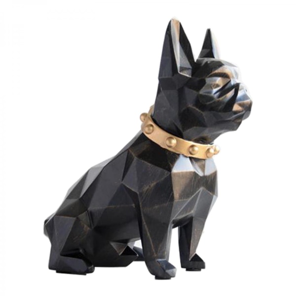 Bulldog Sparbössa Konstnärlig statyett Hund Spargris Kruka Barnpresent Svart