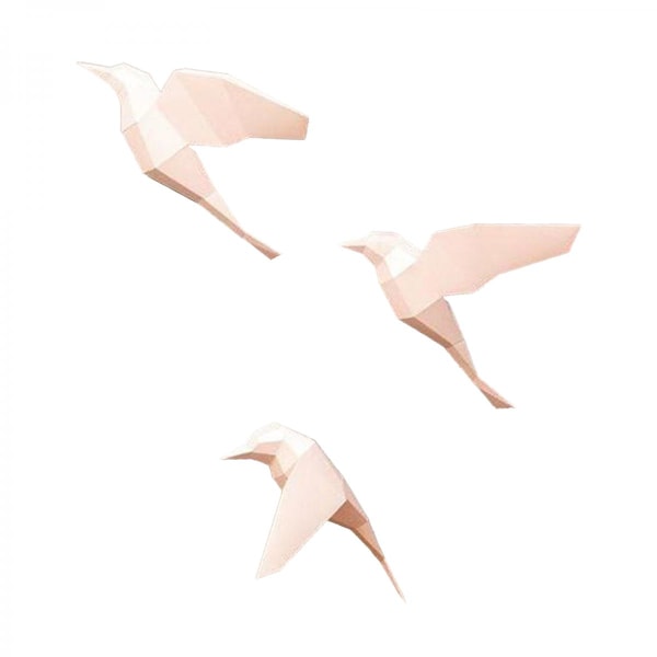Kreativ 3D Pappersmodell Fåglar Pussel Förskuret papper Craft DIY Ornament Vit