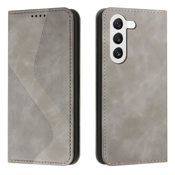 BOONGET Mobilskal - Samsung Galaxy S23 - PU-läder - Grå - Magnetiskt skydd