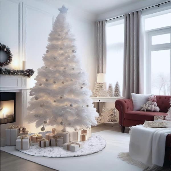 Julgransmatta 90 cm, stor silver snöflinga julgransfot, julgransmatta för julgran