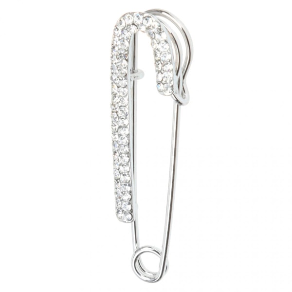 Kvinnor Elegant Silver Crystal Pin Brosch Rhinestone Clip för Scarf Coat Dress