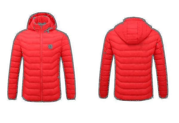 Uppvärmd jacka, Vinter utomhus varm elektrisk värmejacka, 8 värmezoner Red 2XL