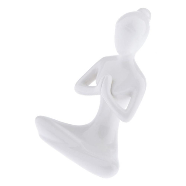 Keramisk Yoga Figur Ornament Staty Skulptur Zen Trädgård Skrivbordsdekor Stil-07