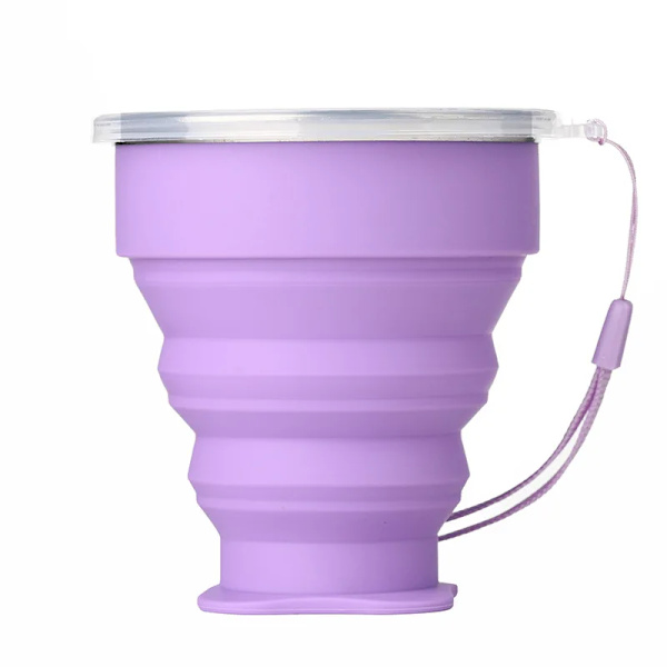 Vikbara Muggar BPA-FRI Vattenmugg Rese Silikon Infällbar Bärbar Utomhus Kaffe Handmugg purple 200ml