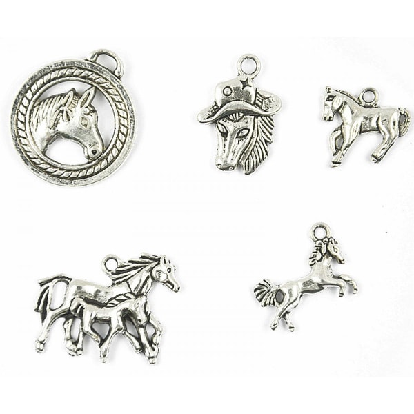 15 st Silverlegering blandade hästar berlockhänge för DIY-smycken