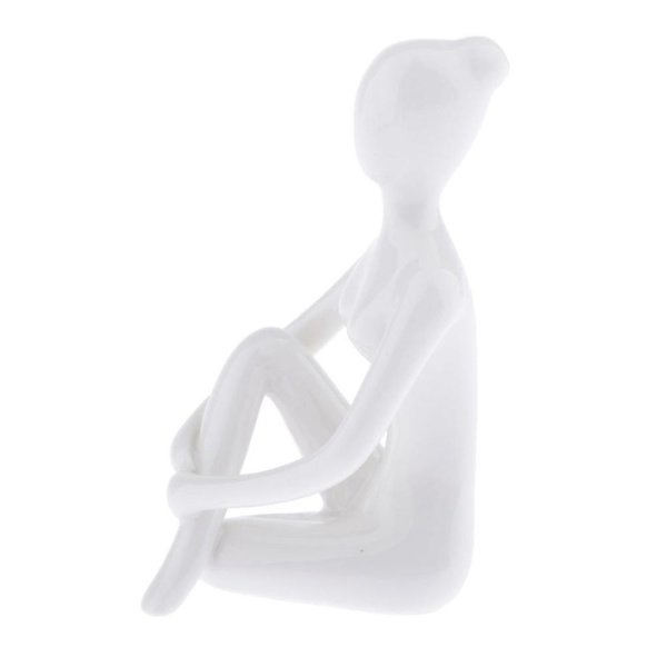 Keramisk Yoga Figur Ornament Staty Skulptur Zen Trädgård Skrivbordsdekor Stil-05