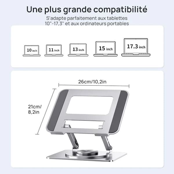 [RM]Portable Foldable Laptop Stand, 180° Adjustable, 360 Degree Rotation, Compatible with 11-17.3 Inch Laptops[co]
