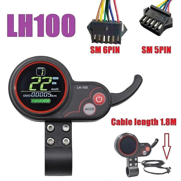 Lh100 Lcd Display Dashboard 24v-60v Gaspedalmåler Til El-scooter/elcykel Speedometer (sm Stik 6
