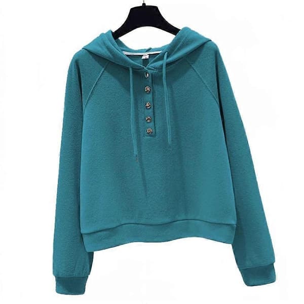 Pxcl hettegenser for kvinner Vår og høst Tynn seksjon Ny koreansk versjon Løs uformell høstkort topp Blue 2XL
