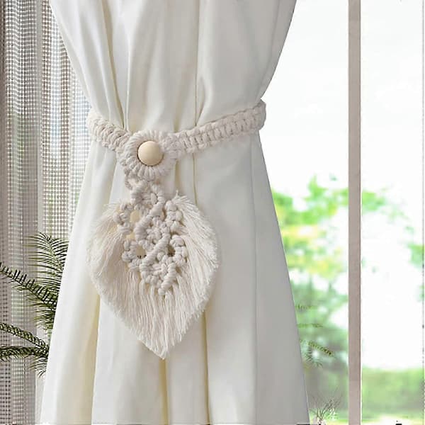 2 stk. gardinholdere | Hvide gardinbindinger indretning | Boho stil gardinbindinger