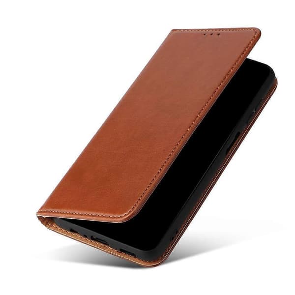 Fierre Shann PU Læder Tekstur Telefon Cover Til Samsung Galaxy A56 5G Brown