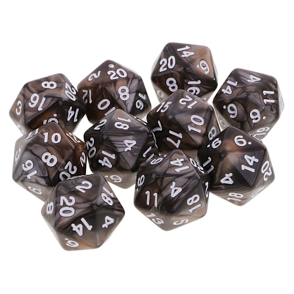 10 st 20-sidiga tärningar D20 Polyedriska tärningar för Dungeons And Dragons Bordsspel Kaffe Grå