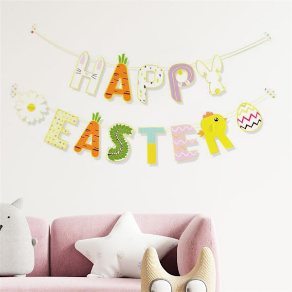 1 Set Påskflagga DIY Utsökt Papper Kanin Påskhare Hängande Vimpel Banner för Hemmet