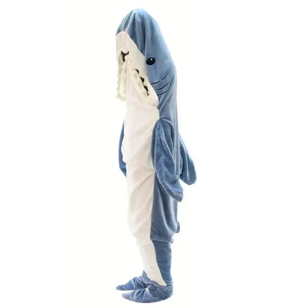 Tecknad Haj Sovsäck Pyjamas Kontor Tupplur Haj Filt Karakal Mjukt Mysigt Tyg Sjöjungfru Sjal Filt för Barn Vuxen Grey blue 3XL