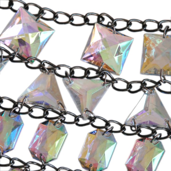 Svart mode smycken halsband kedja axel kristall tofs hänge