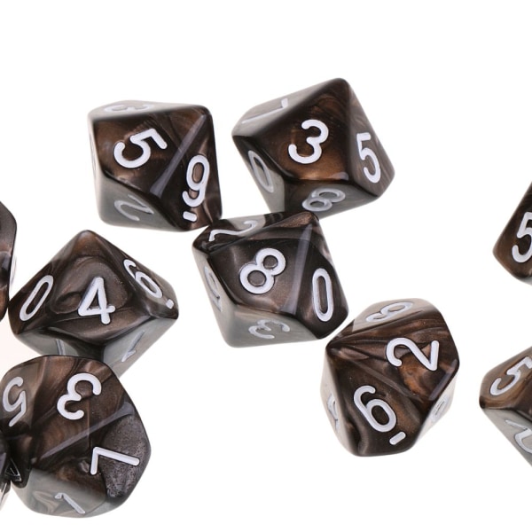 10 st 10-sidiga tärningar d10 polyedriska tärningar för dungeons and dragons bordsspel kaffegrå