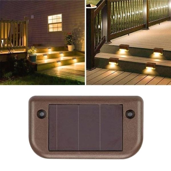 Soldriven LED-lampa, Utomhusgång, Trädgårdsgång, Terrass, Vit, Ljusbrun