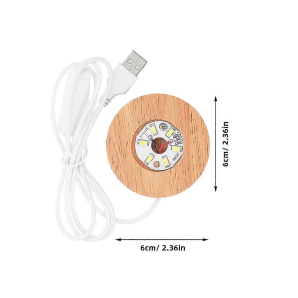 [RM]2026 Egnet krystalkugleholder Træ LED-belyst base med USB-opladning 3 stk. sæt
