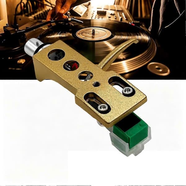 AT3600L Stylus+Platespiller Headshell Kit Universal Phono Pickupmontering for LP Vinyl Platespiller B Gold & green